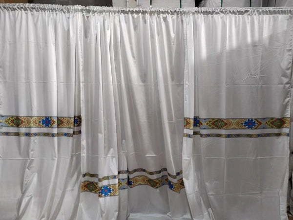 ZEMEN Ethiopian / Eritrean Traditional  Luxury Jacquard Curtain With Rod Pocket and Tape With Backing (Ethiopian Design))