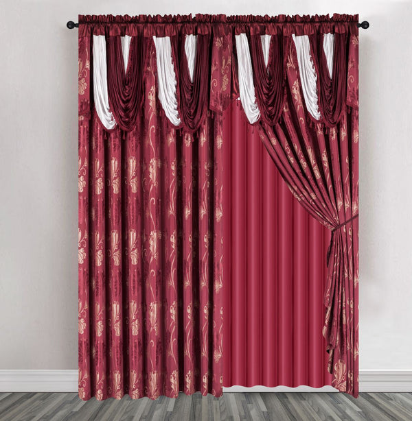 ZEMEN  Jacquard Valance Curtain  with Rod Pocket and Tape with Backing no beads (6x2.5m)m)