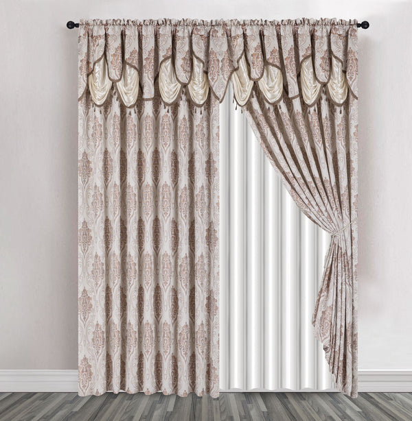 ZEMEN Traditional Jacquard Valance Curtain  with Rod Pocket and Tape with Backing no beads (6x2.5m)