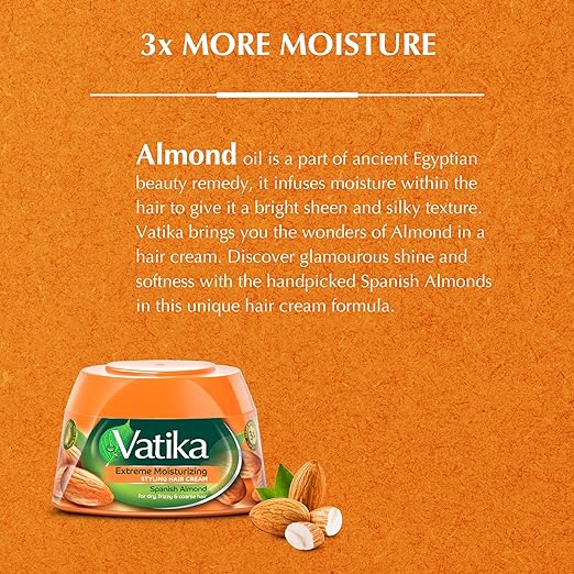 Vatika Naturals Almond Styling Hair Cream, Extreme Moisturizing Hair Cream