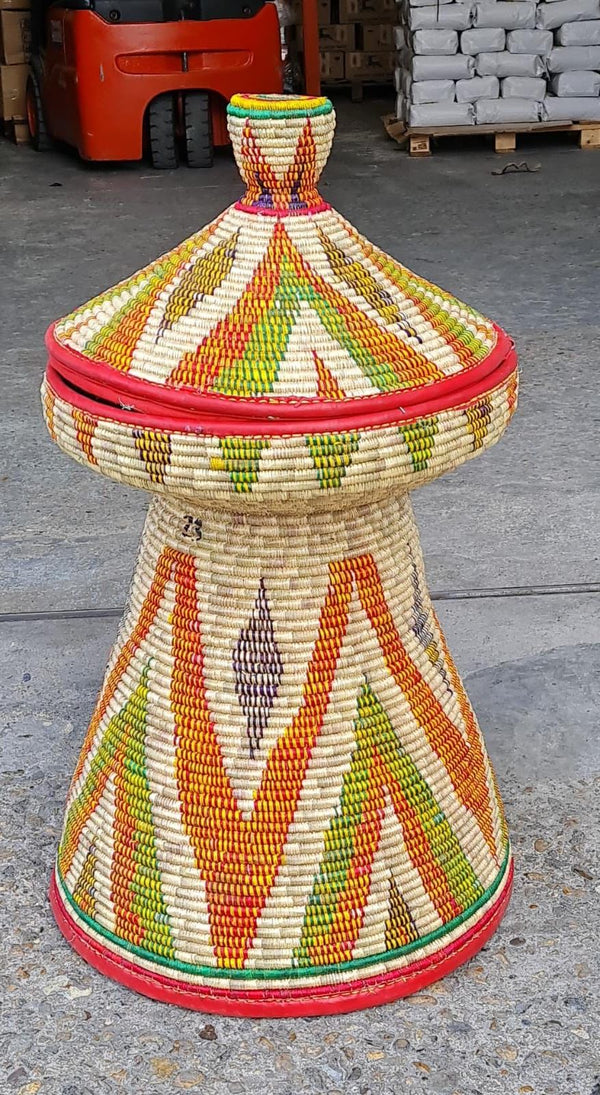 Hand Made Mesobwerk Basket- Ethiopian Eritrean Exquisite Hand Woven Decorative & Serving Basket with best design (Large)